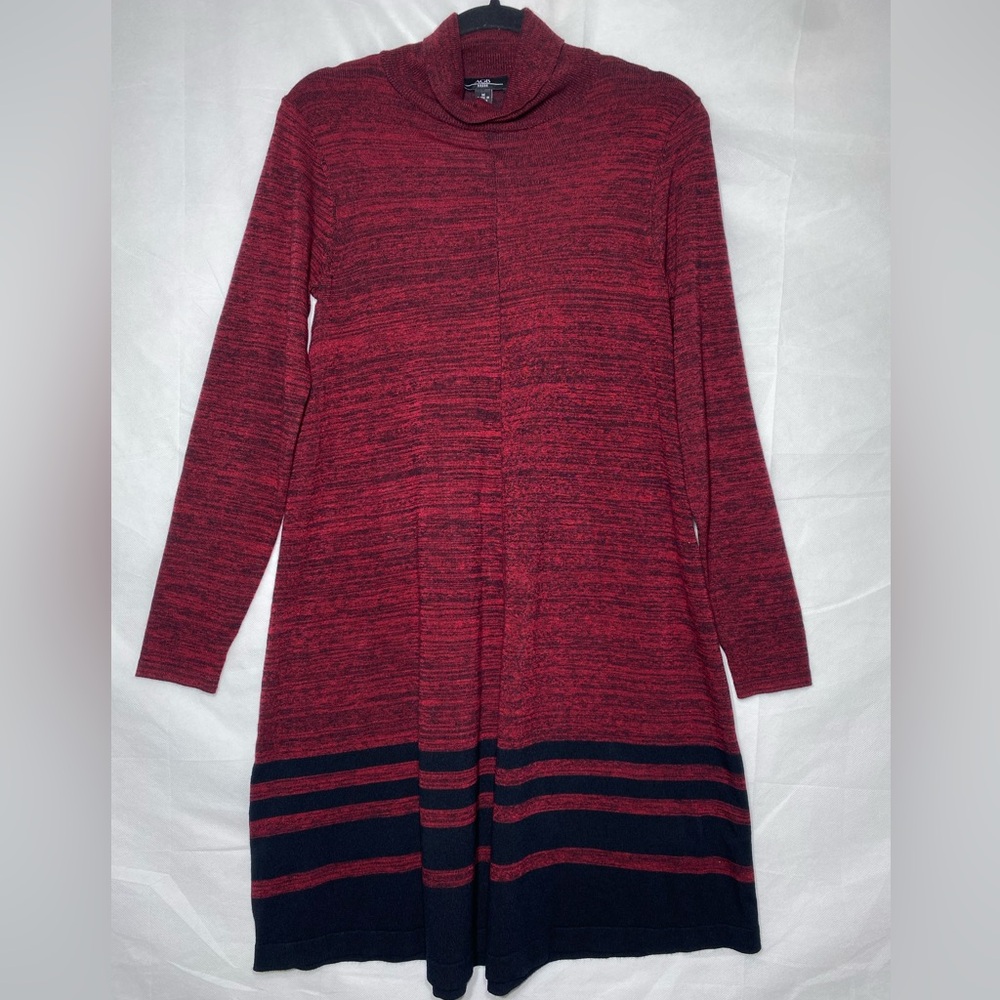 AGB Burgundy and Black Knit Dress sizes medium short turtle neck